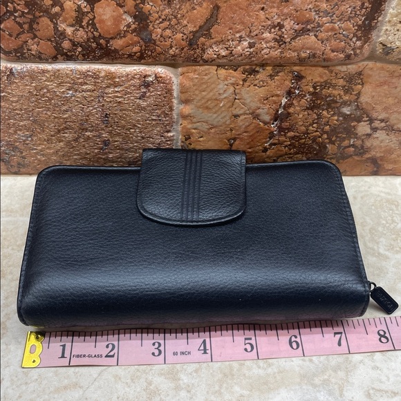 Buxton Black Leather Ensemble Clutch Wallet Full Grain Cowhide Vintage Women’s - Picture 12 of 13